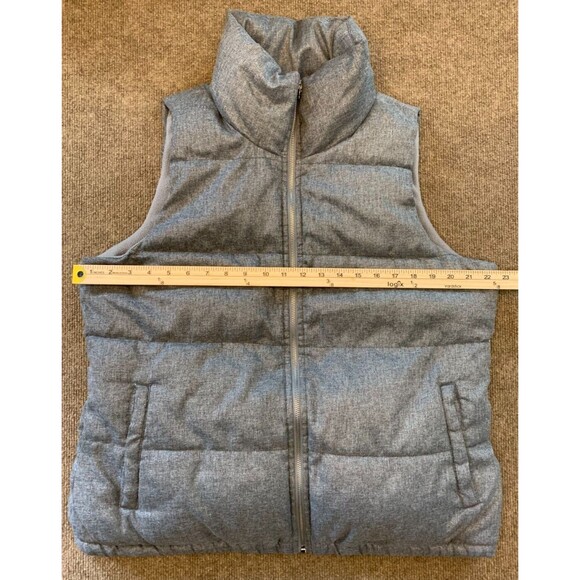 Old Navy Puffer Vest Womens L Textured Gray Quilted Fleece Lined Warm Zip Up - Picture 5 of 8